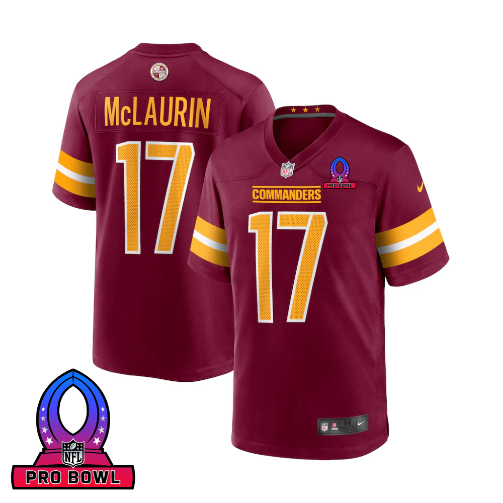 Terry Mclaurin 17 Washington Commanders 2025 Pro Bowl Patch Game Men Jersey - Burgundy Js7679