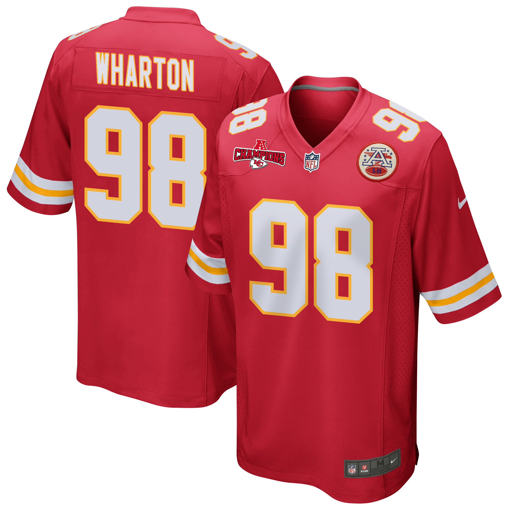 Tershawn Wharton 98 Kansas City Chiefs Afc Champions Patch Game Men Jersey - Red Js7746