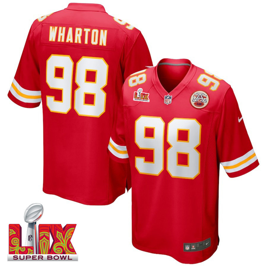 Tershawn Wharton #98 Kansas City Chiefs Super Bowl Lix Jersey - Men's - Red Js1349
