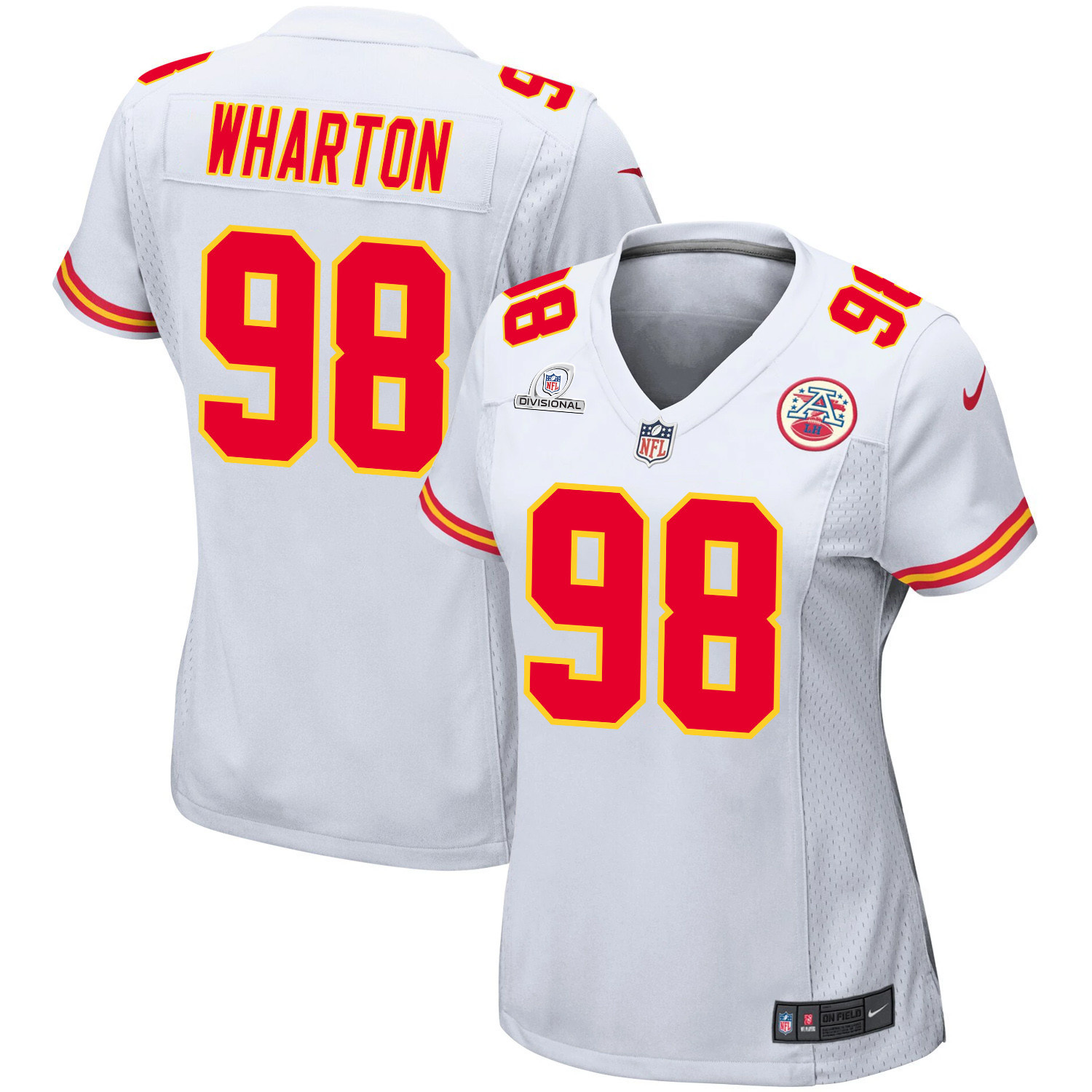 Tershawn Wharton 98 Kansas City Chiefs Super Bowl Lviii Patch Game Women Jersey - White Js3671