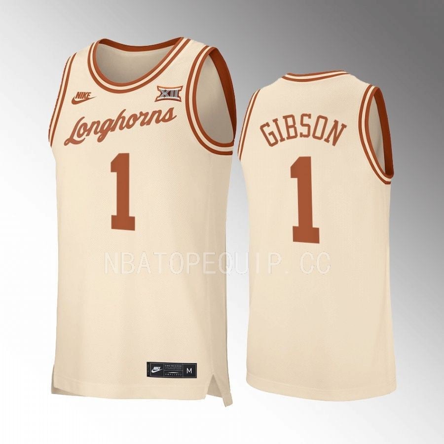 Texas Longhorns Daniel Gibson 1 Jersey Retro Basketball Cream Uniform
