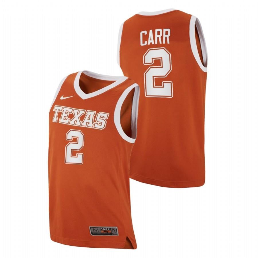 Texas Longhorns Marcus Carr 2 Orange College Basketball 2023 Top Transfers Jersey