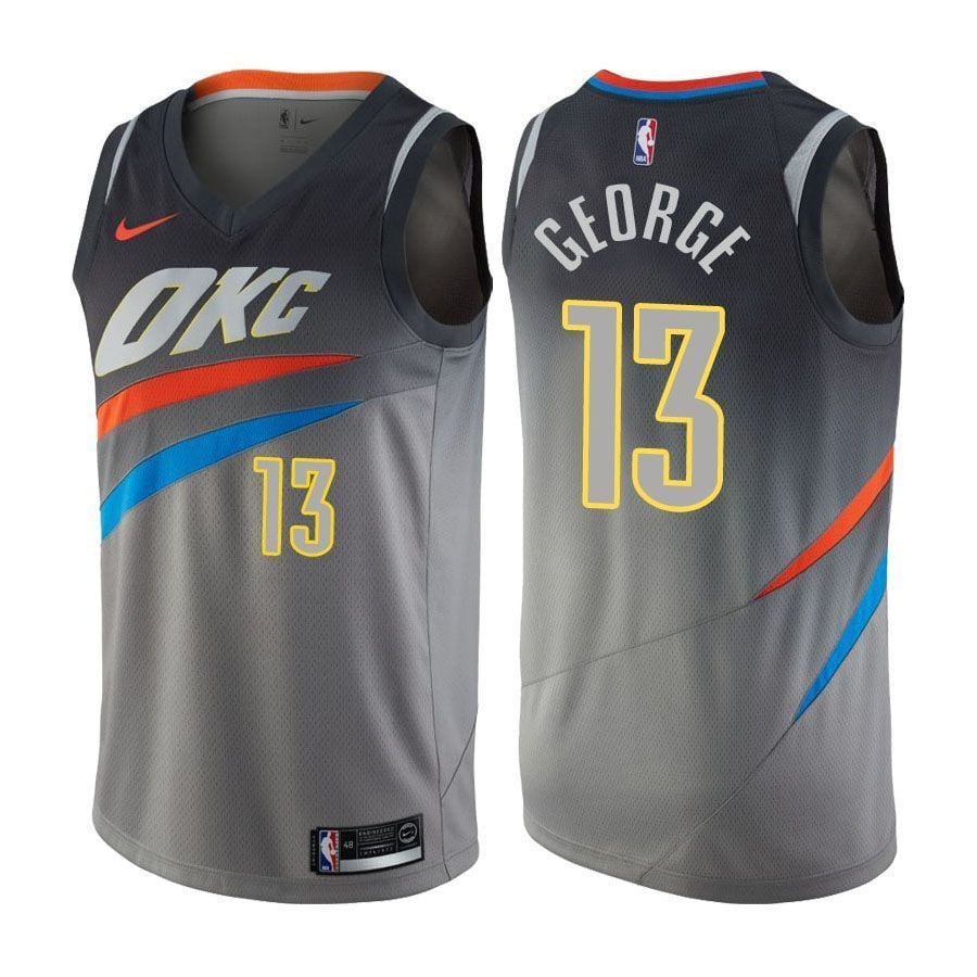 Thunder Male Paul George 13 City Edition Gray Jersey