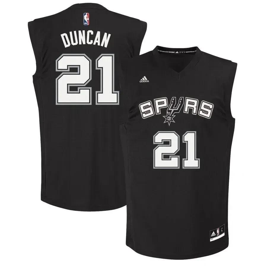 Tim Duncan San Antonio Spurs Fashion Jersey - Black