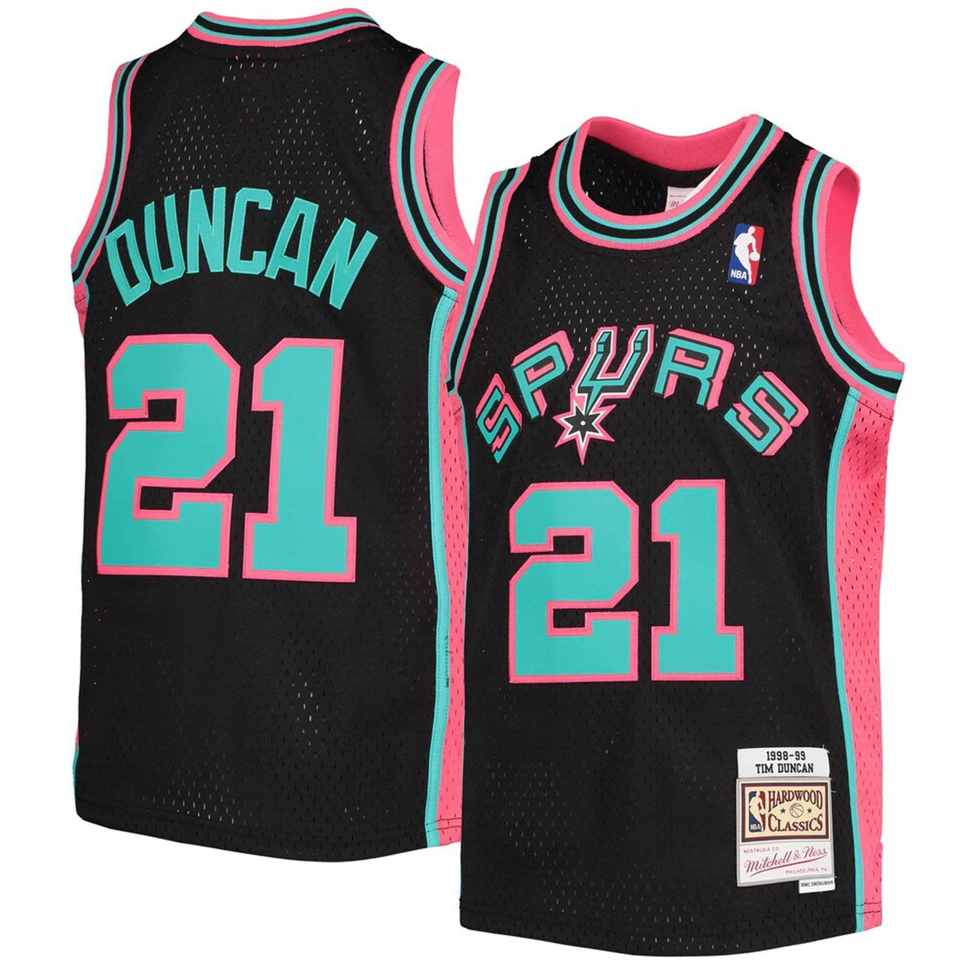 Tim Duncan San Antonio Spurs Mitchell & Ness Youth 1998-99 Hardwood Classics Reload Jersey ??black