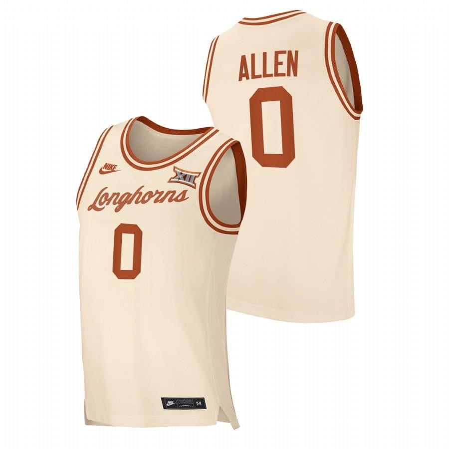 Timmy Allen 0 Texas Longhorns Cream 2023 Transfer College Basketball Jersey