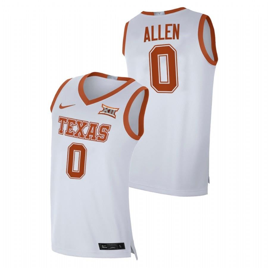 Timmy Allen 0 Texas Longhorns White 2023 Transfer Home Jersey