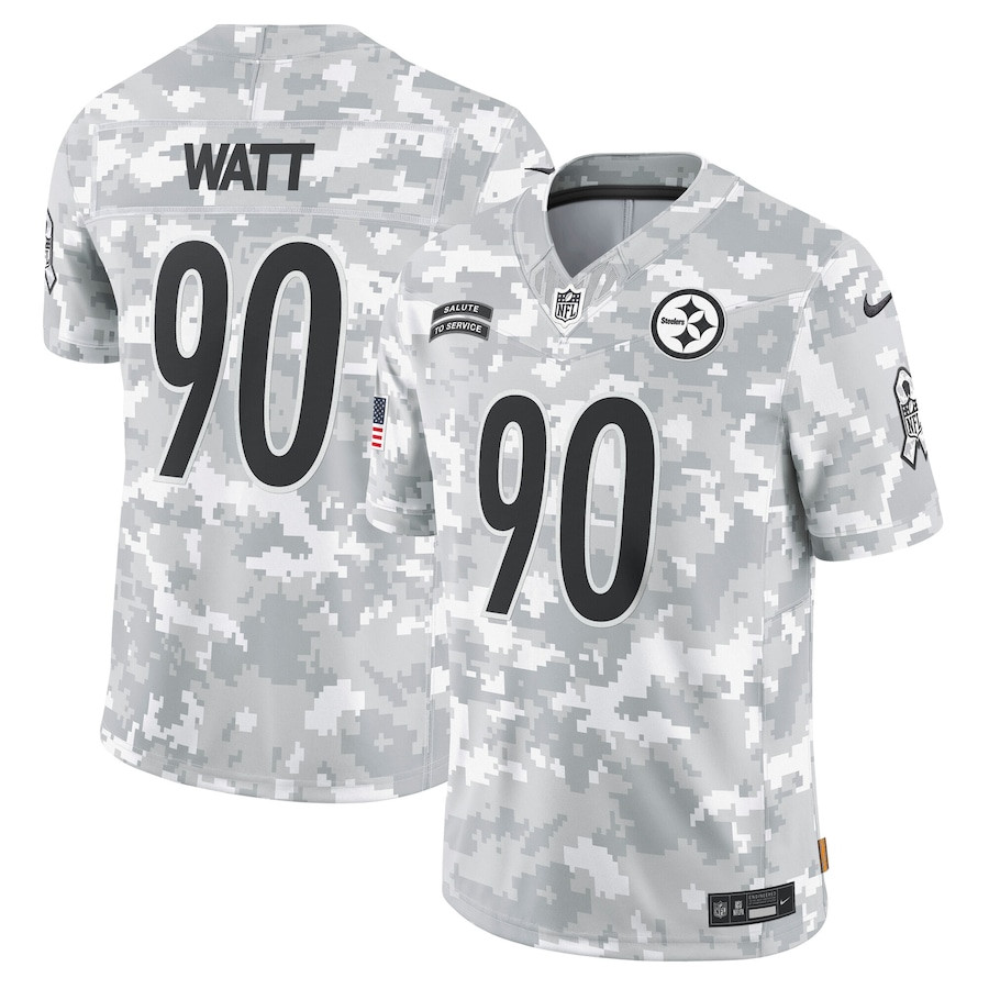 T.j. Watt 90 Pittsburgh Steelers 2024 Salute To Service Limited Men Jersey - Arctic Camo Js5989