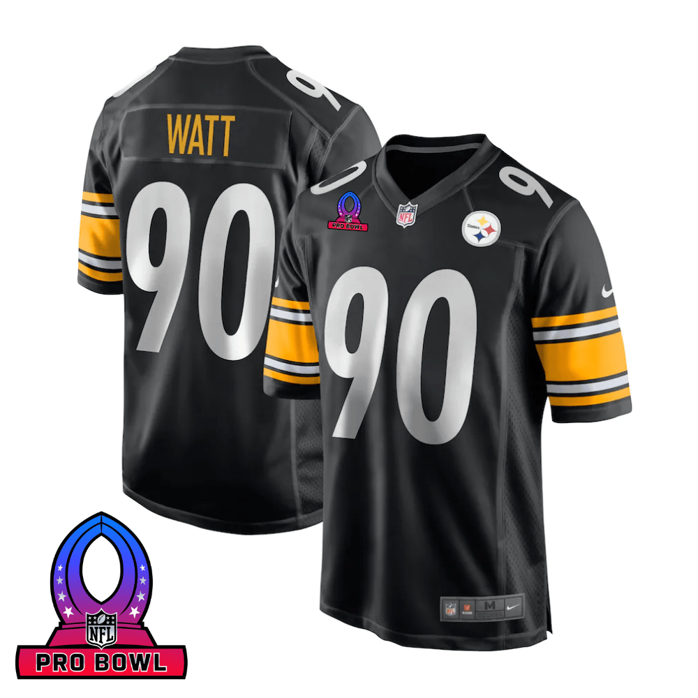 T.j. Watt 90 Pittsburgh Steelers 2025 Pro Bowl Patch Game Men Jersey - Black Js5689