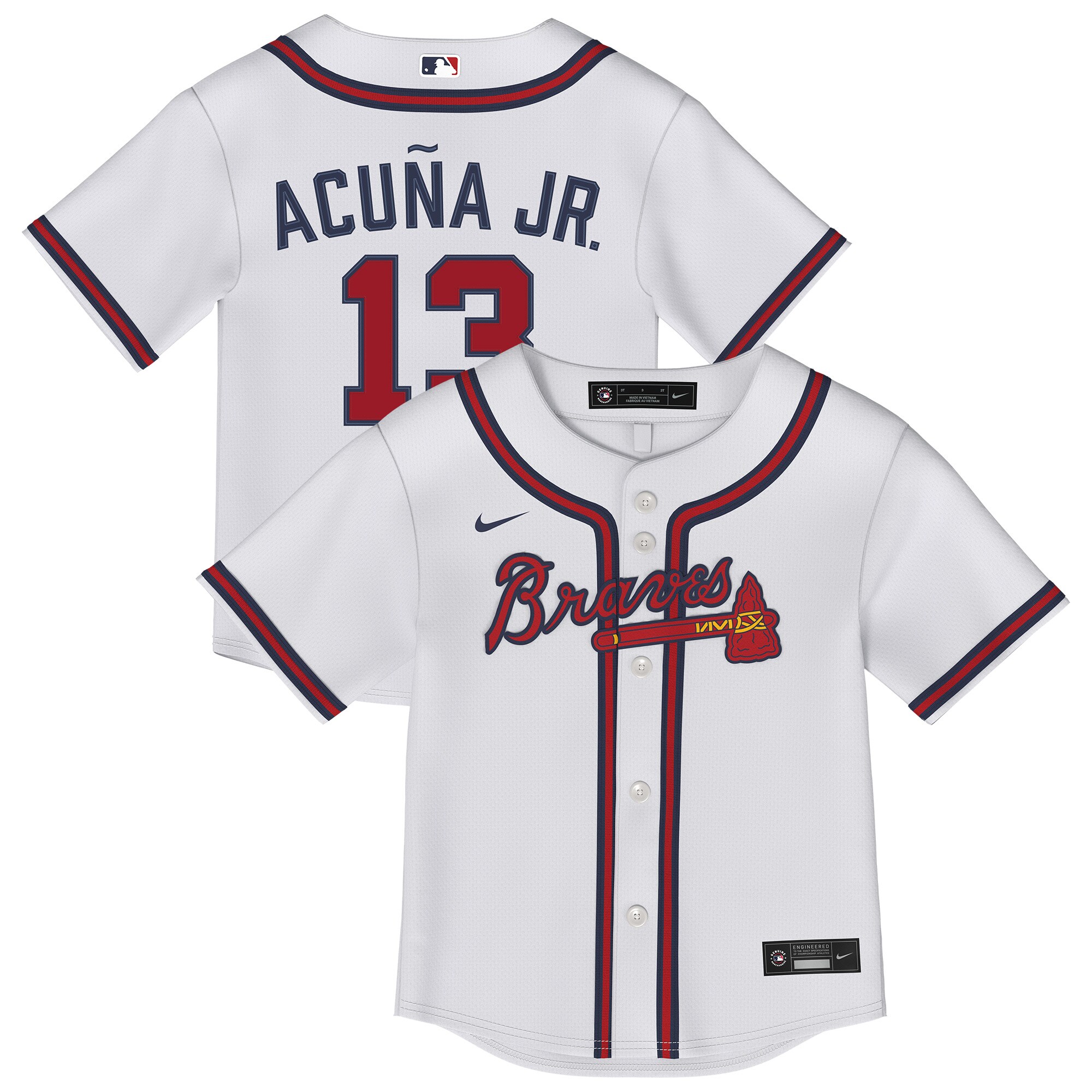Toddler Atlanta Braves Ronald Acu?a Jr. White 2.0 Player Jersey