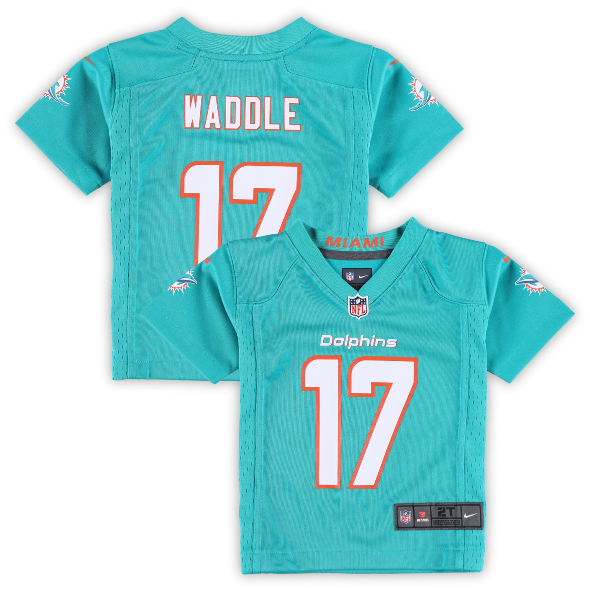Toddler Miami Dolphins Jaylen Waddle Aqua Game Jersey Js9768