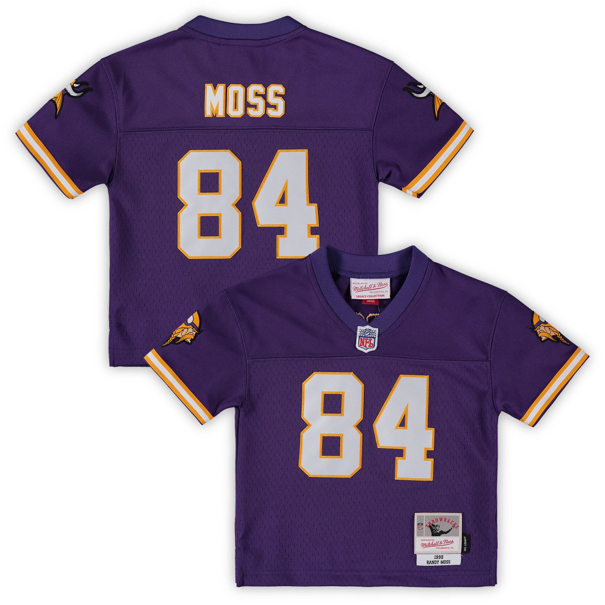 Toddler Mitchell & Ness Randy Moss Purple Minnesota Vikings 1998 Retired Legacy Jersey Js9303