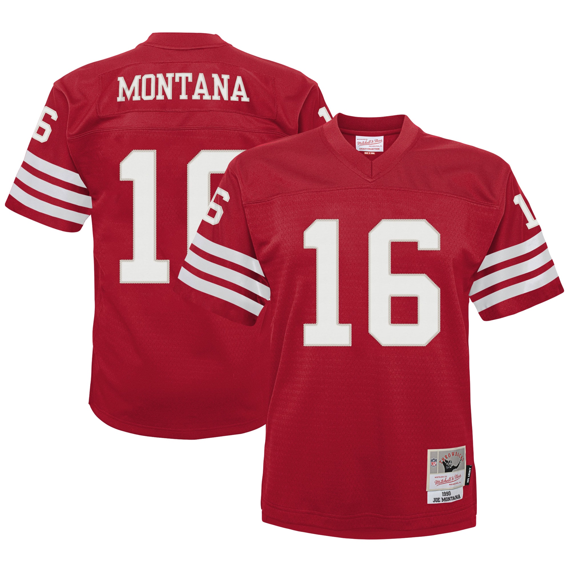 Toddler San Francisco 49ers Joe Montana Mitchell & Ness Scarlet 1990 Retired Legacy Jersey Js6398