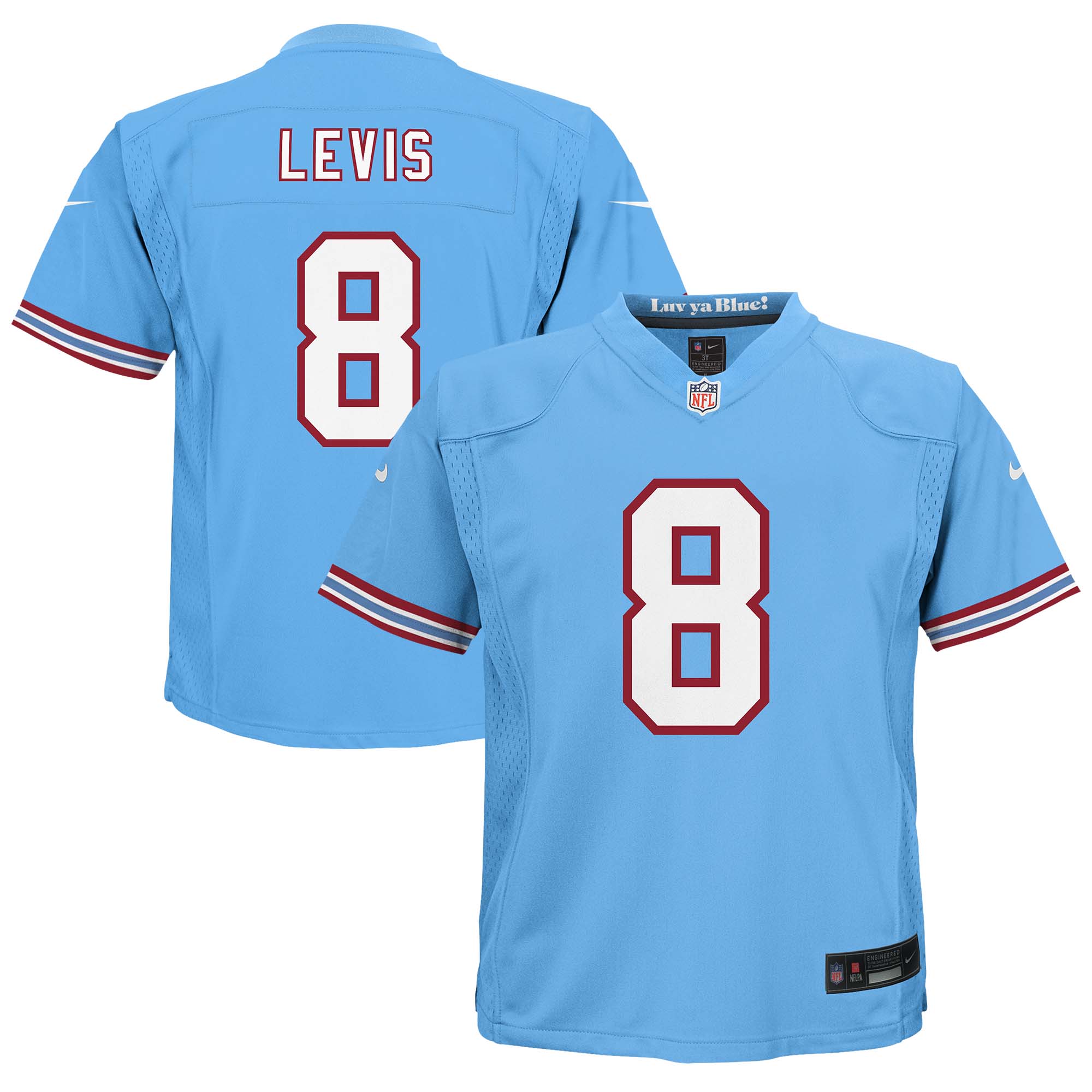 Toddler Tennessee Titans Will Levis Light Blue Alternate Oilers Throwback Game Jersey Js7523
