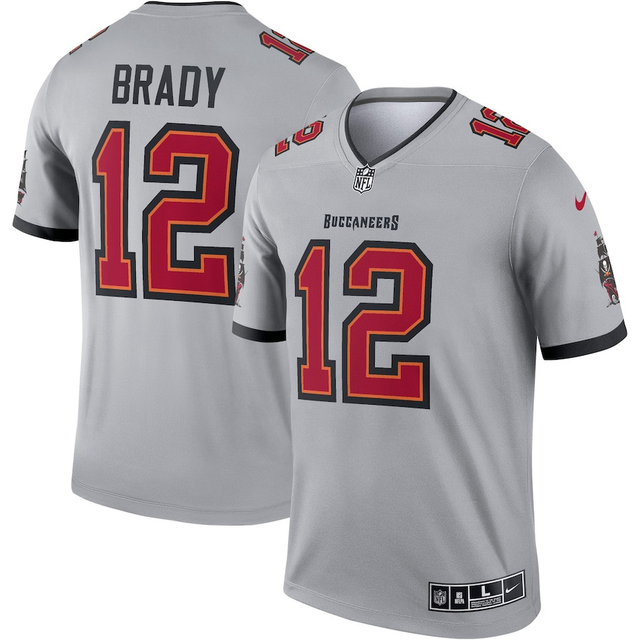 Tom Brady 12 Tampa Bay Buccaneers Men Inverted Legend Jersey - Gray Js9835