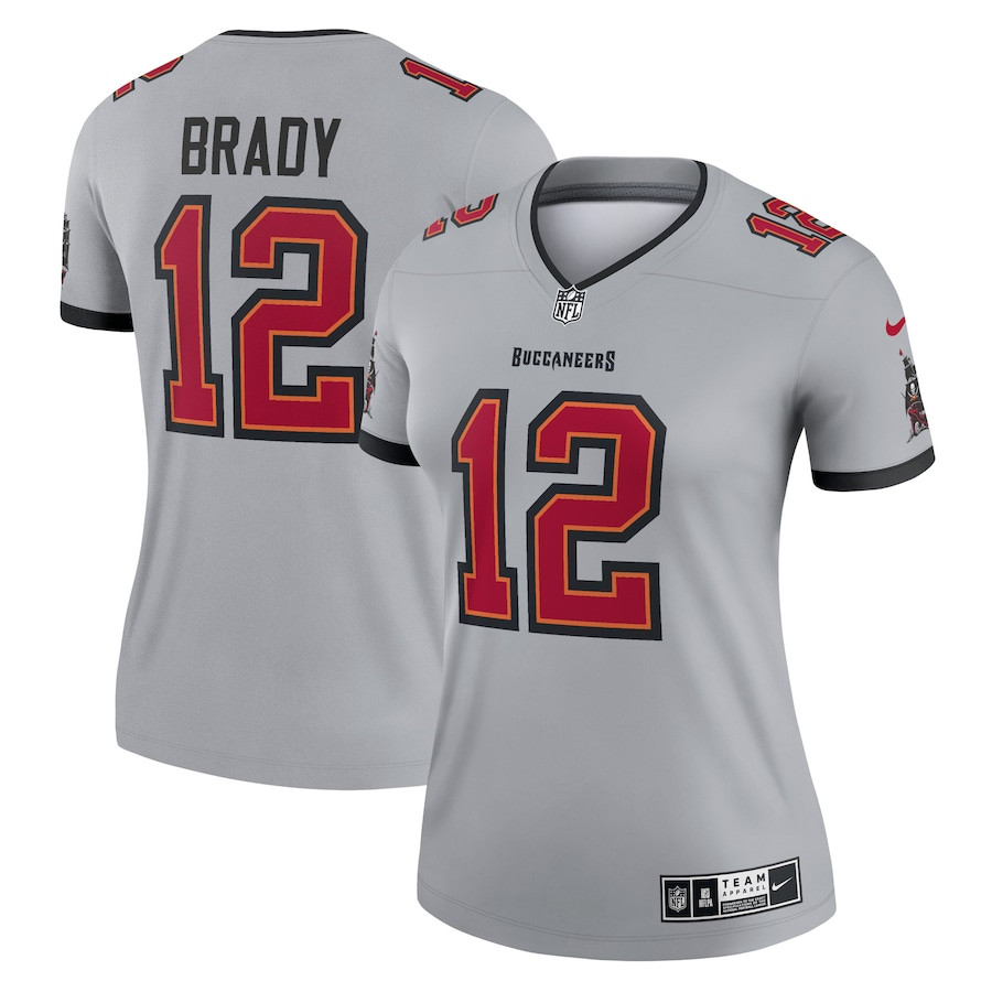 Tom Brady 12 Tampa Bay Buccaneers Women Inverted Legend Jersey - Gray Js7934