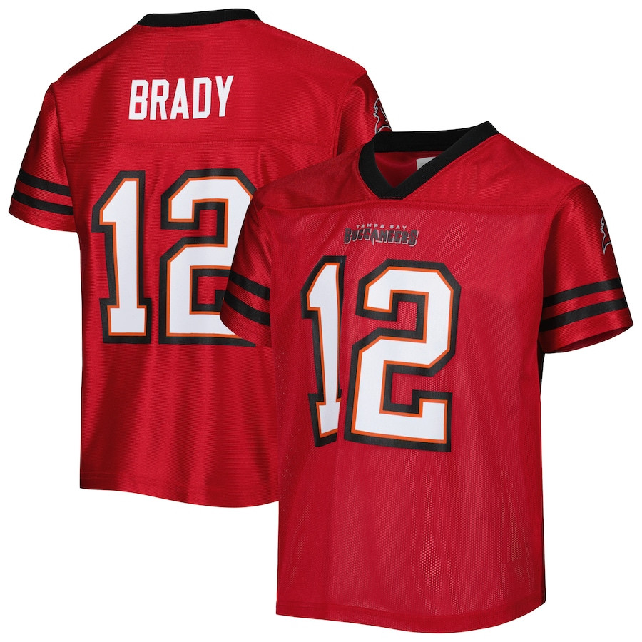 Tom Brady 12 Tampa Bay Buccaneers Youth Game Jersey - Red Js2802