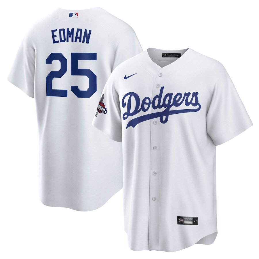 Tommy Edman 25 Los Angeles Dodgers 2024 World Series Champions Home Men Player Jersey - White