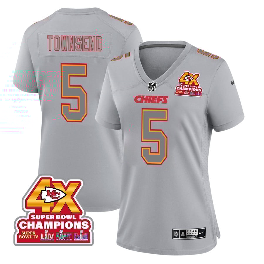 Tommy Townsend 5 Kansas City Chiefs Super Bowl Lviii Champions 4x Atmosphere Fashion Game Women Jersey - Gray Js9894