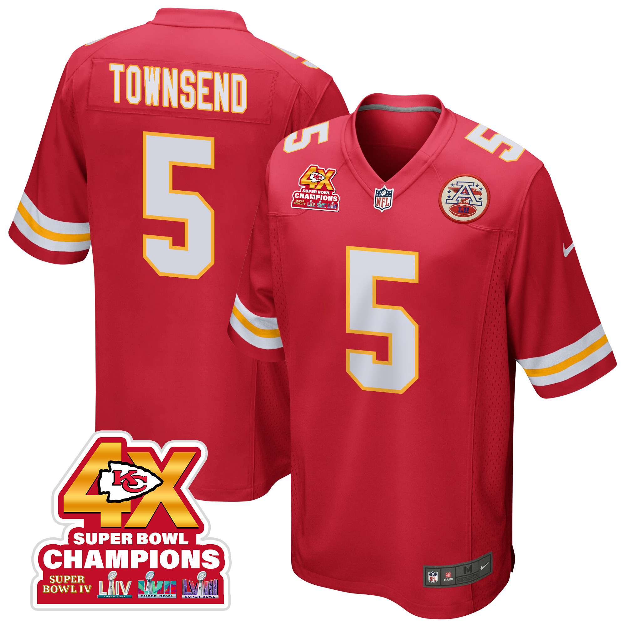 Tommy Townsend 5 Kansas City Chiefs Super Bowl Lviii Champions 4x Game Men Jersey - Red Js6575