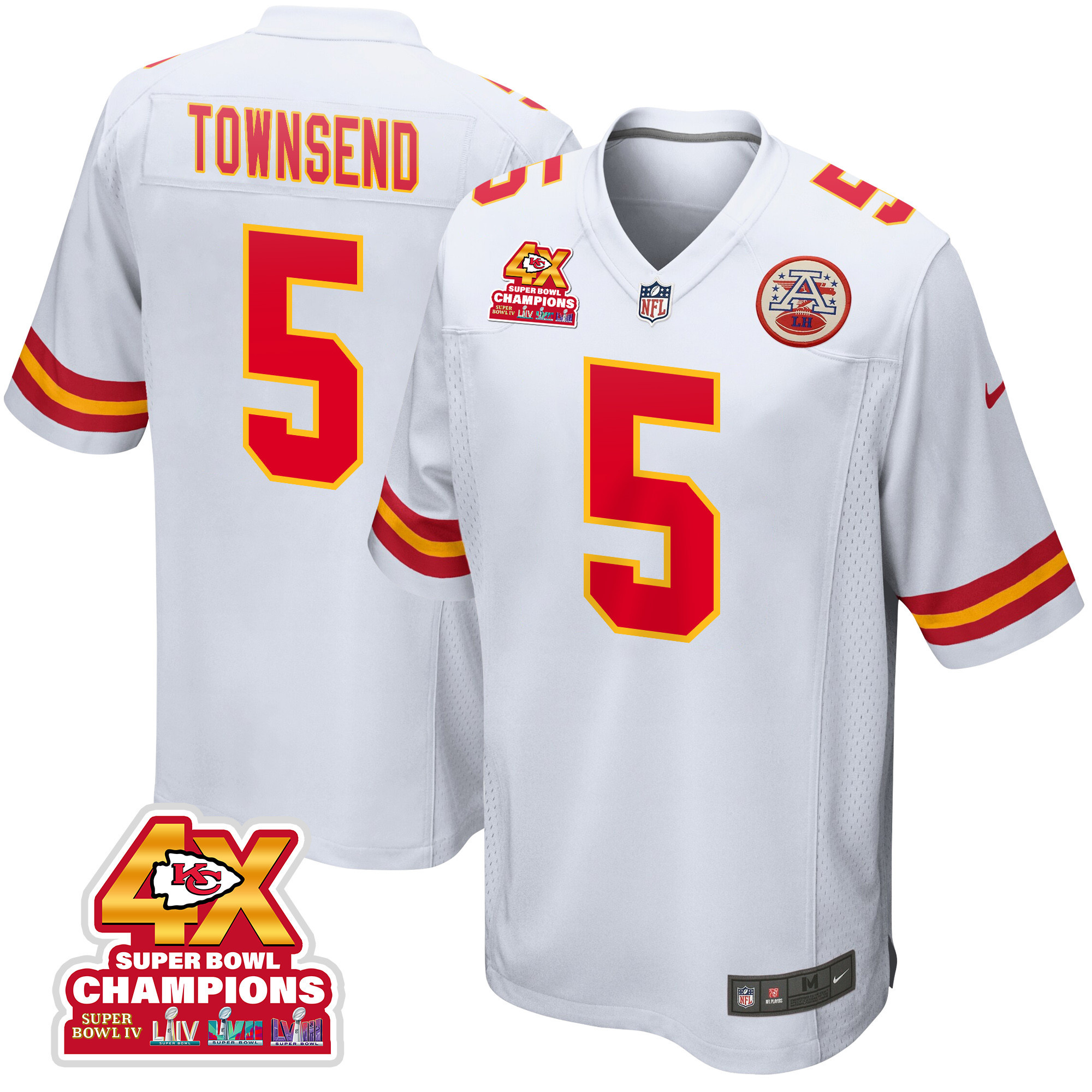 Tommy Townsend 5 Kansas City Chiefs Super Bowl Lviii Champions 4x Game Men Jersey - White Js3298