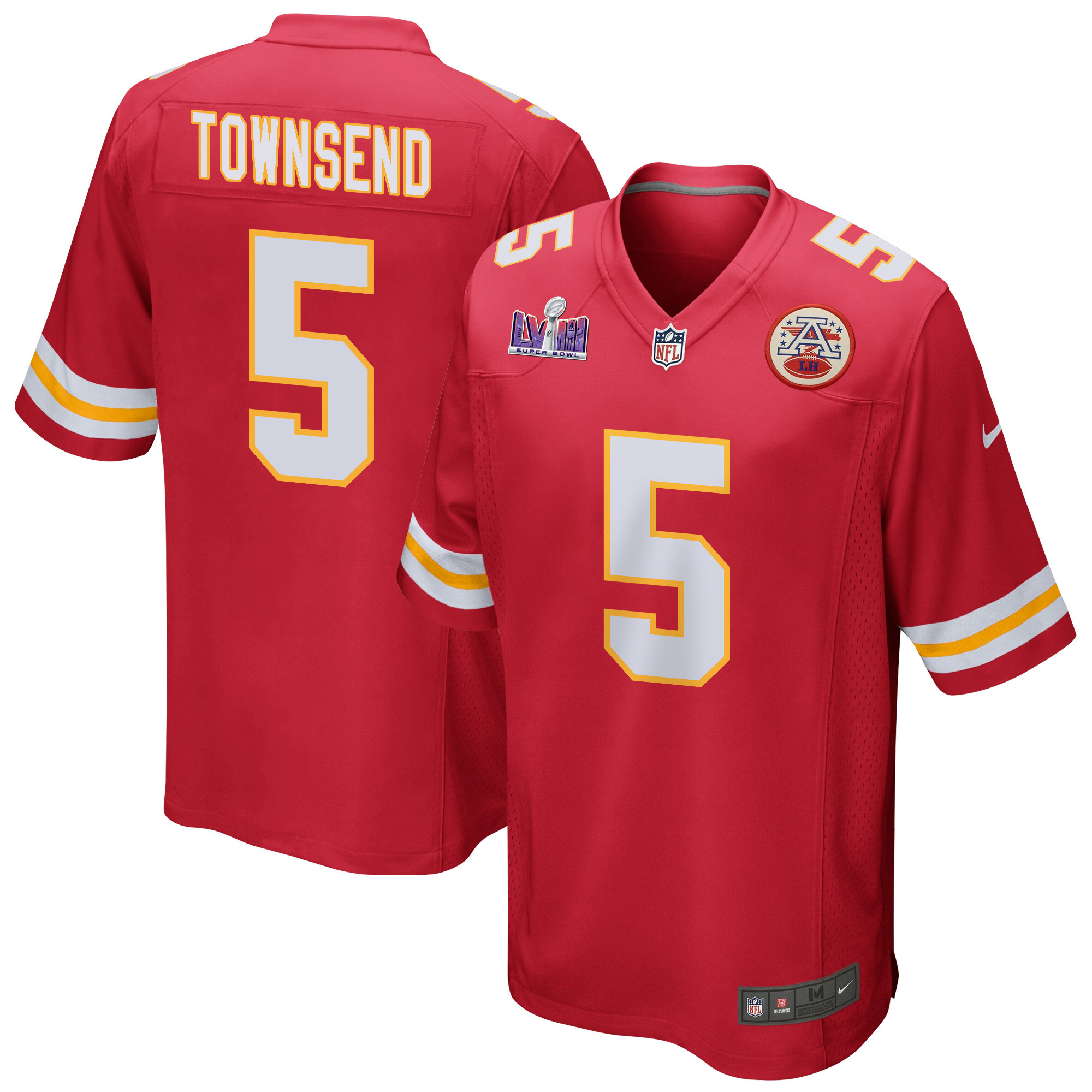 Tommy Townsend 5 Kansas City Chiefs Super Bowl Lviii Patch Game Men Jersey - Red Js6161
