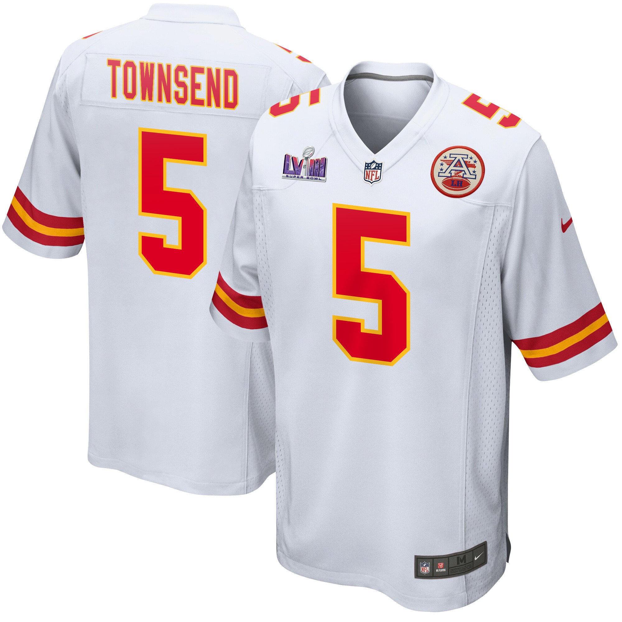 Tommy Townsend 5 Kansas City Chiefs Super Bowl Lviii Patch Game Men Jersey - White Js9478