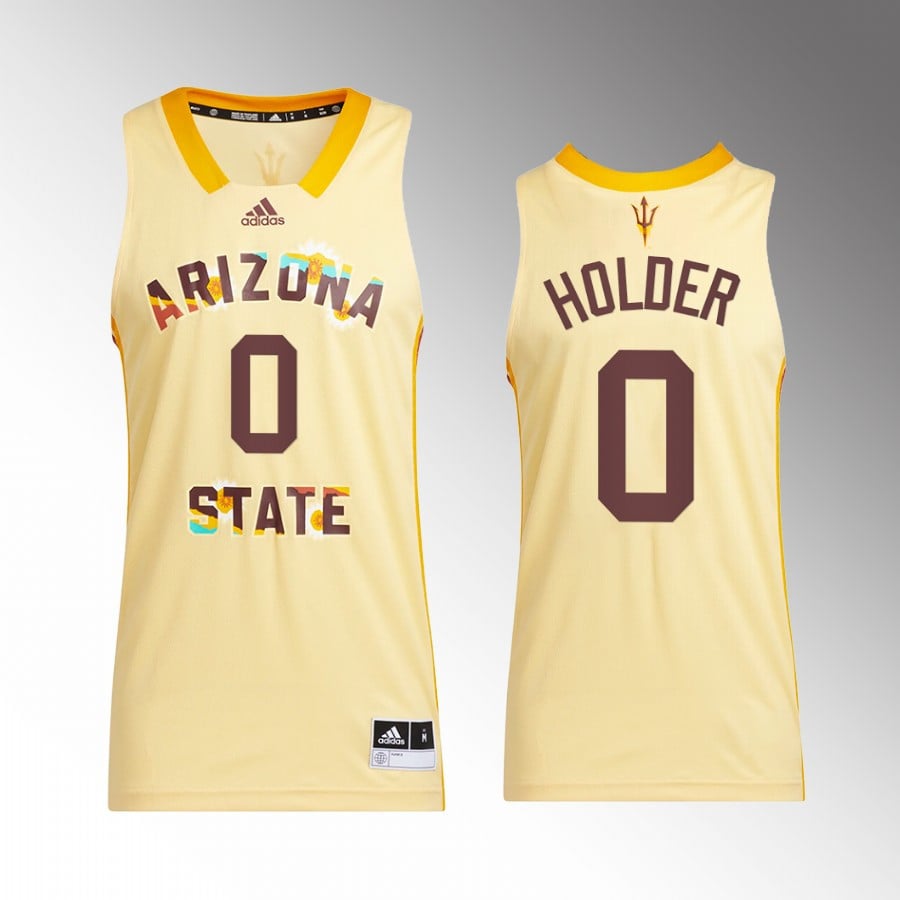 Tra Holder 0 Arizona State Sun Devils Gold Jersey Honoring Black Excellence Basketball