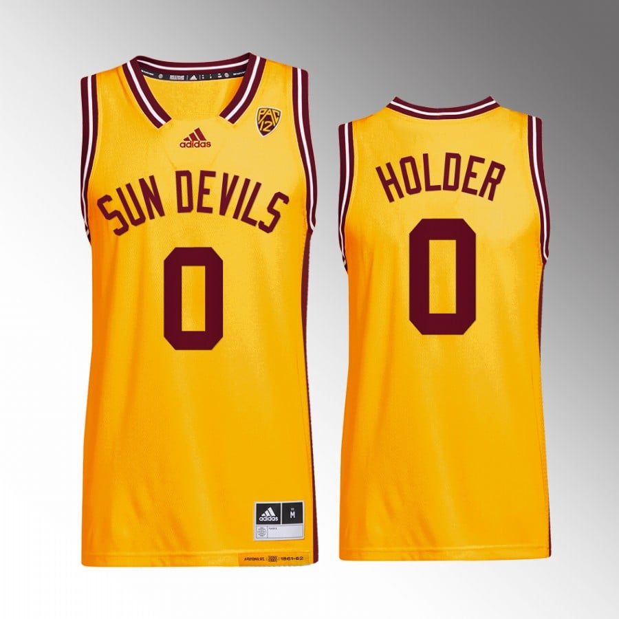 Tra Holder 0 Arizona State Sun Devils Gold Jersey Reverse Retro Basketball