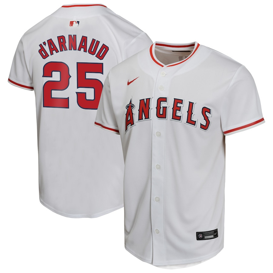 Travis D'arnaud 25 Los Angeles Angels Youth Home Game Player Jersey - White