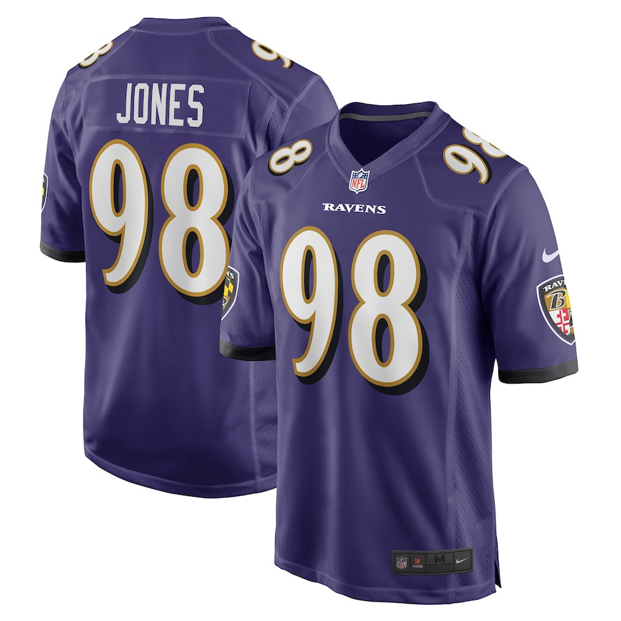 Travis Jones 98 Baltimore Ravens Team Game Men Jersey - Purple Js7428