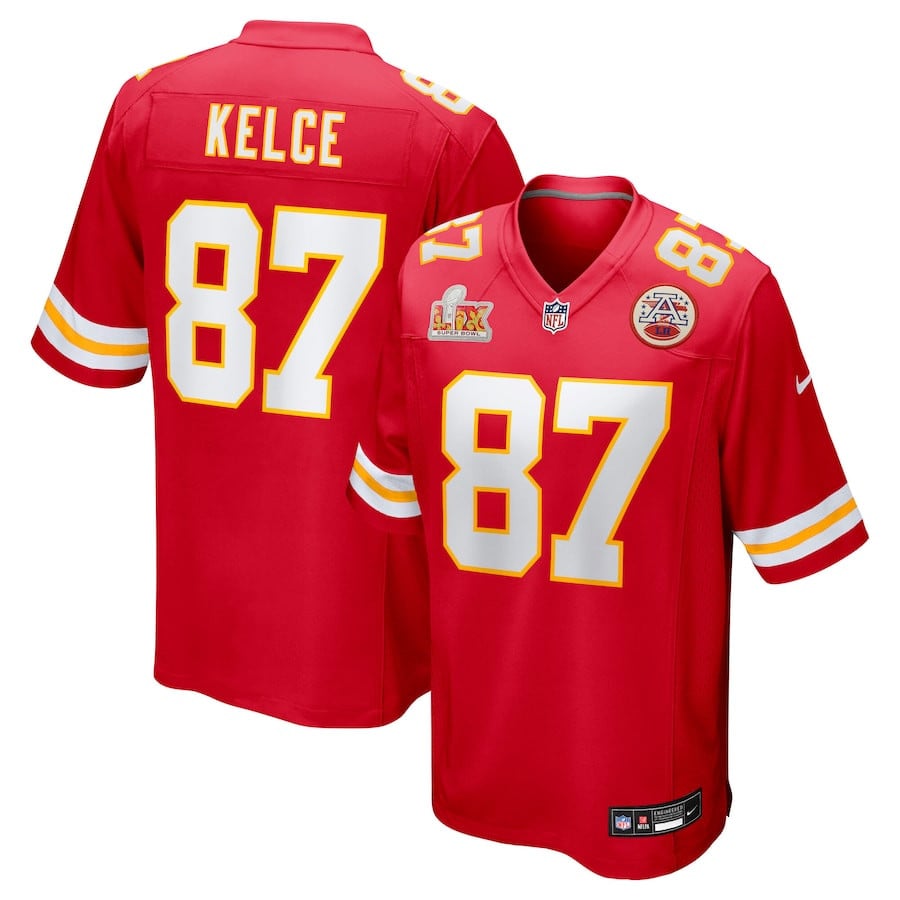 Travis Kelce 87 Kansas City Chiefs Super Bowl Lix Game Jersey - Red Js4415