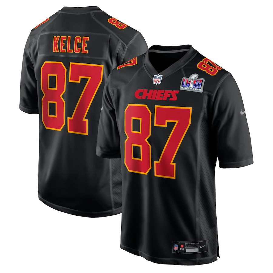 Travis Kelce 87 Kansas City Chiefs Super Bowl Lviii Fashion Game Men Jersey - Carbon Black Js5849