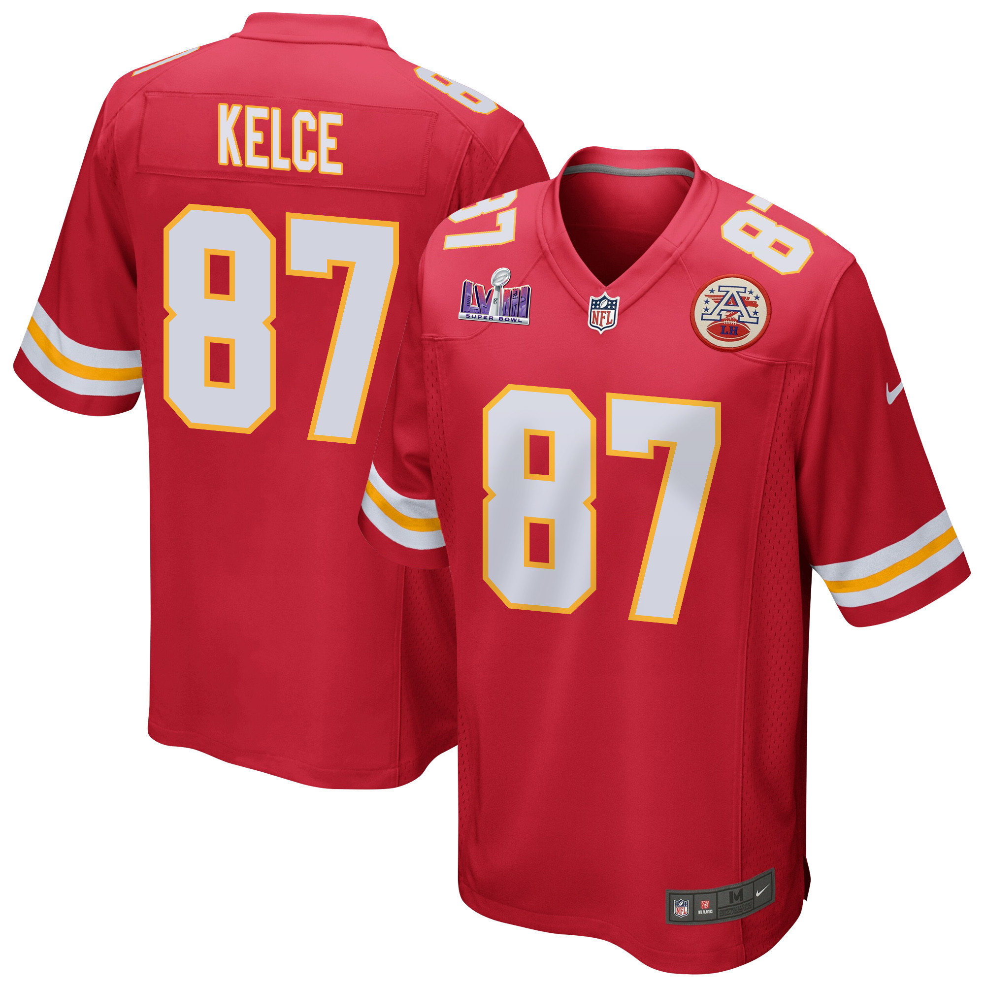 Travis Kelce 87 Kansas City Chiefs Super Bowl Lviii Patch Game Men Jersey - Red Js7934