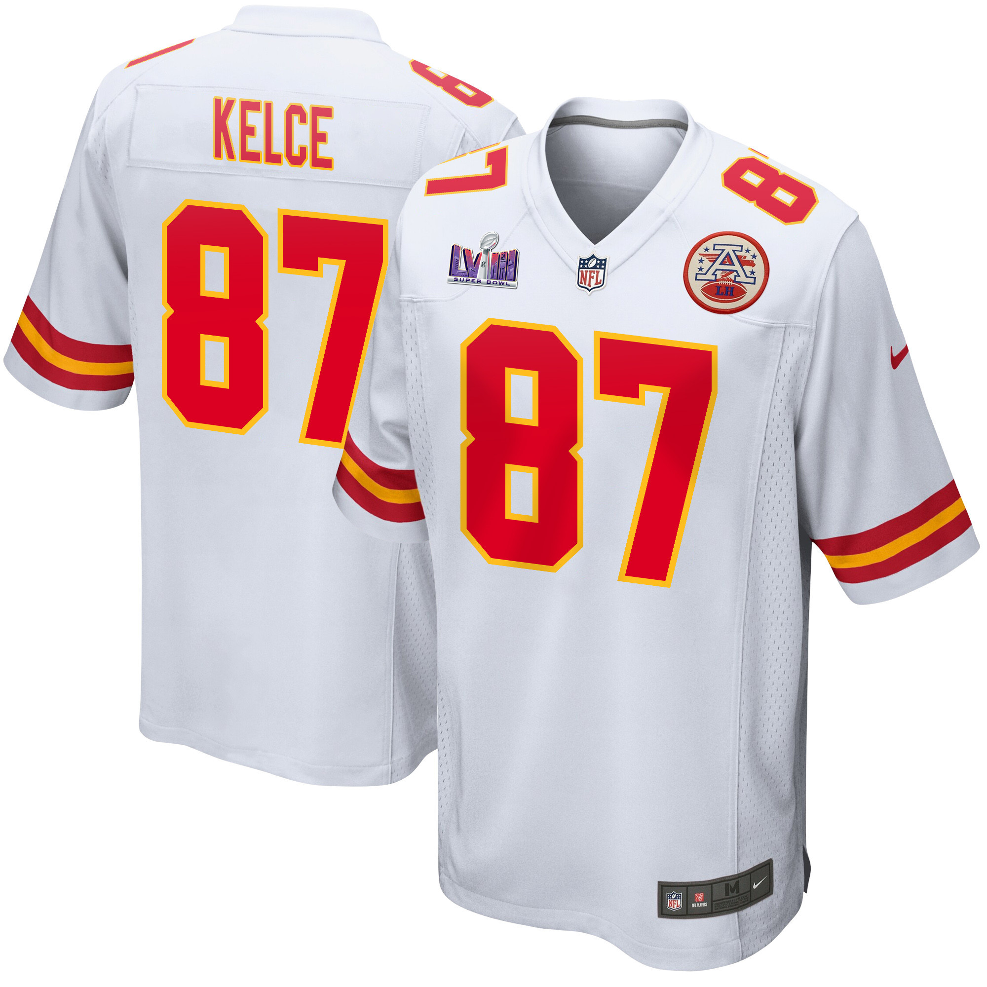 Travis Kelce 87 Kansas City Chiefs Super Bowl Lviii Patch Game Men Jersey - White Js8114
