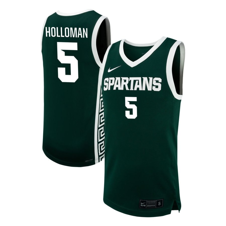 Tre Holloman 5 Michigan State Spartans Nil Men's Basketball Jersey - Green