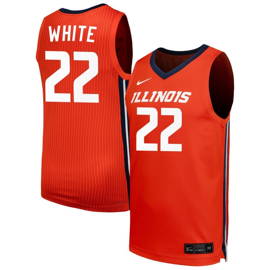 Tre White 22 Illinois Fighting Illini Unisex Nil Men's Basketball Jersey - Orange