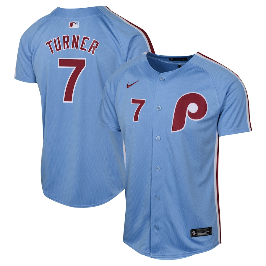 Trea Turner 7 Philadelphia Phillies Alternate Limited Youth Jersey - Light Blue