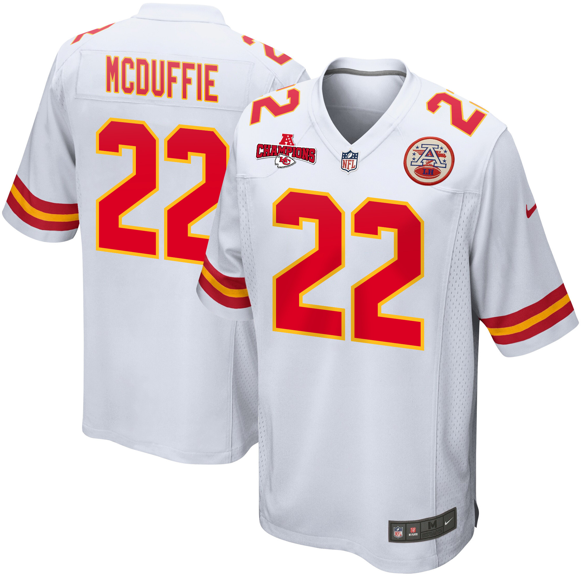 Trent Mcduffie 22 Kansas City Chiefs Afc Champions Patch Game Men Jersey - White Js7530