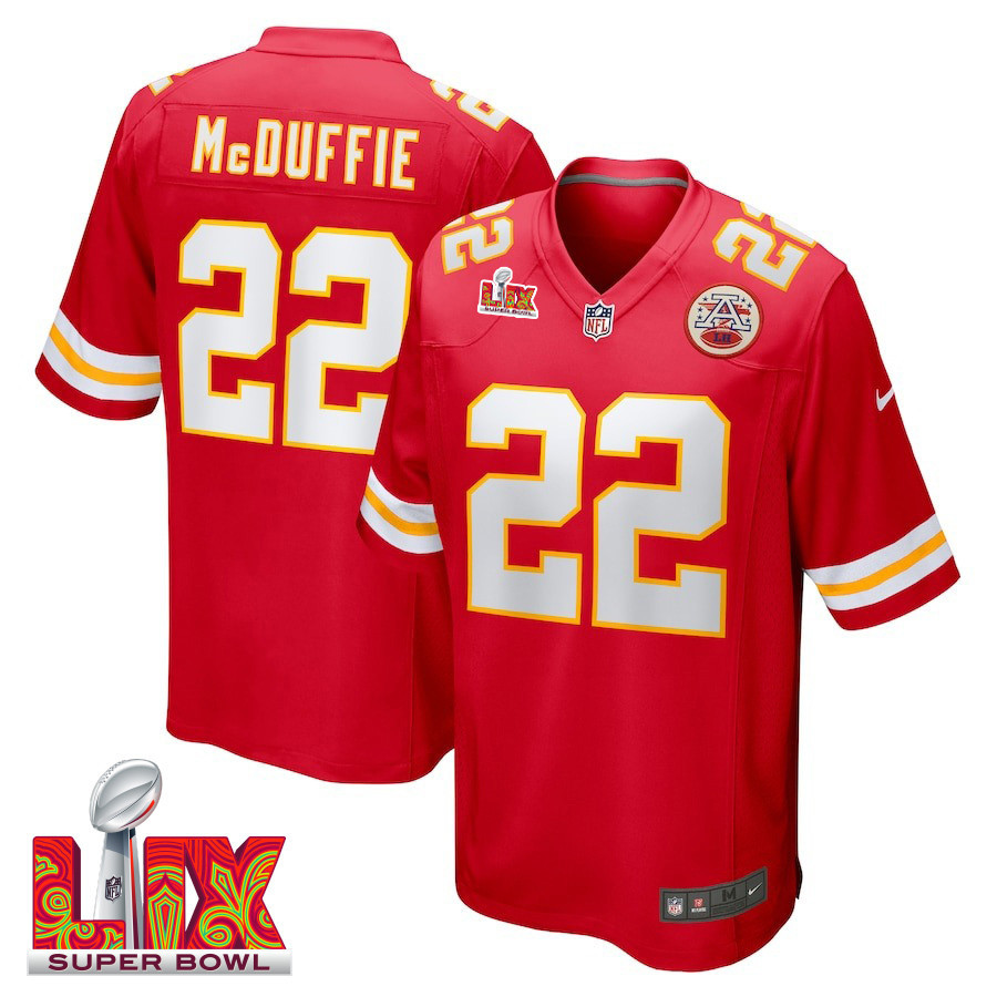 Trent Mcduffie #22 Kansas City Chiefs Super Bowl Lix Jersey - Men's - Red Js6508