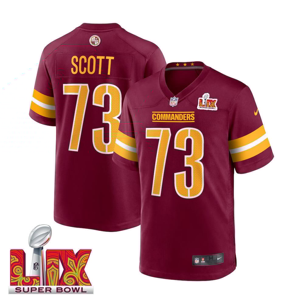 Trent Scott #73 Washington Commanders Super Bowl Lix Jersey - Men's - Burgundy Js7811