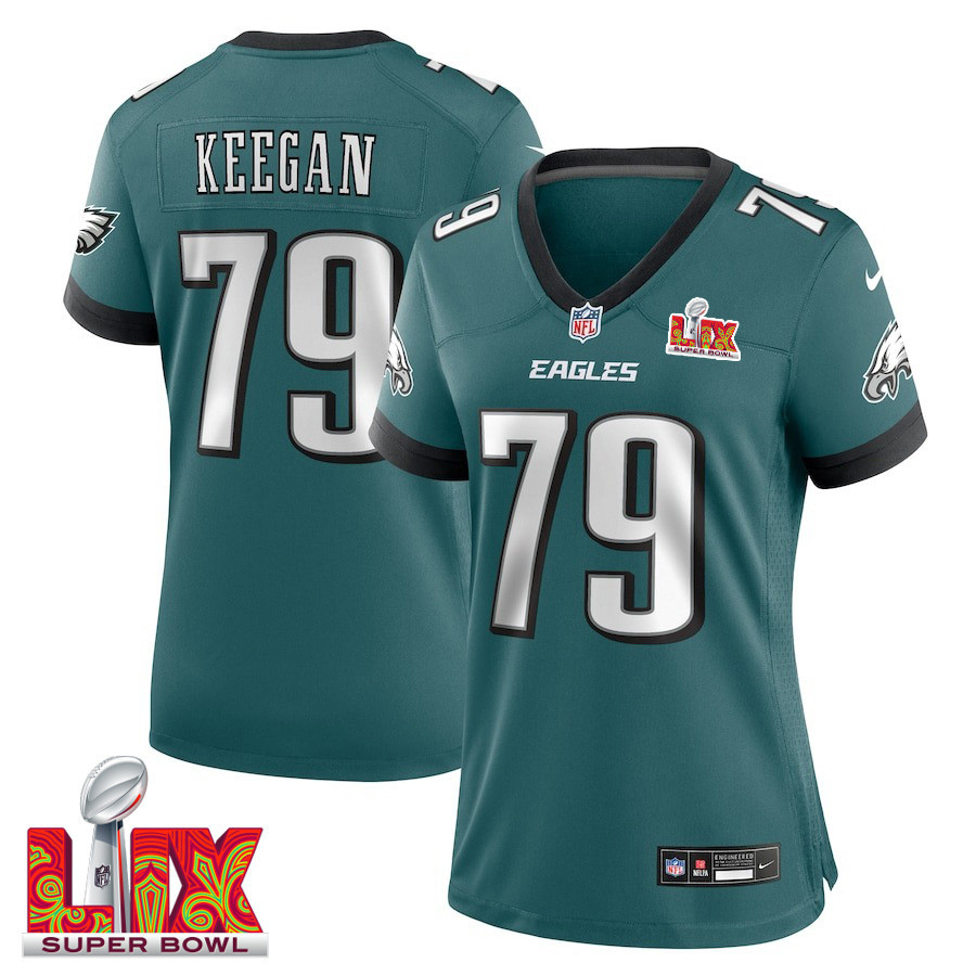 Trevor Keegan #79 Philadelphia Eagles Super Bowl Lix Women's Jersey - Midnight Green Js9996