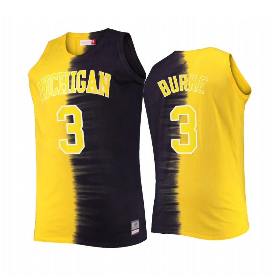 Trey Burke 3 Michigan Wolverines Navy Maize Jersey Classic Tie-dye Color Crash