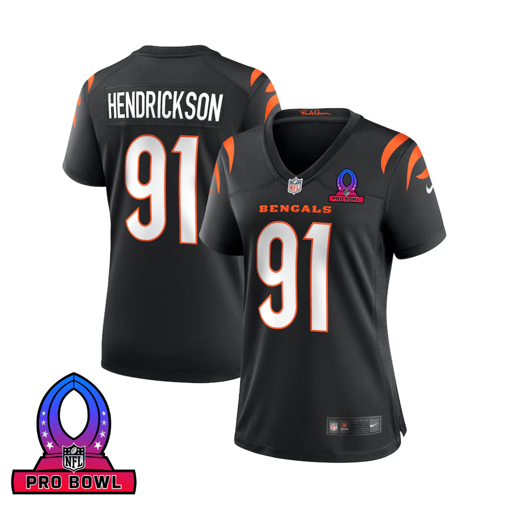 Trey Hendrickson 91 Cincinnati Bengals 2025 Pro Bowl Patch Women Game Jersey - Black Js8897