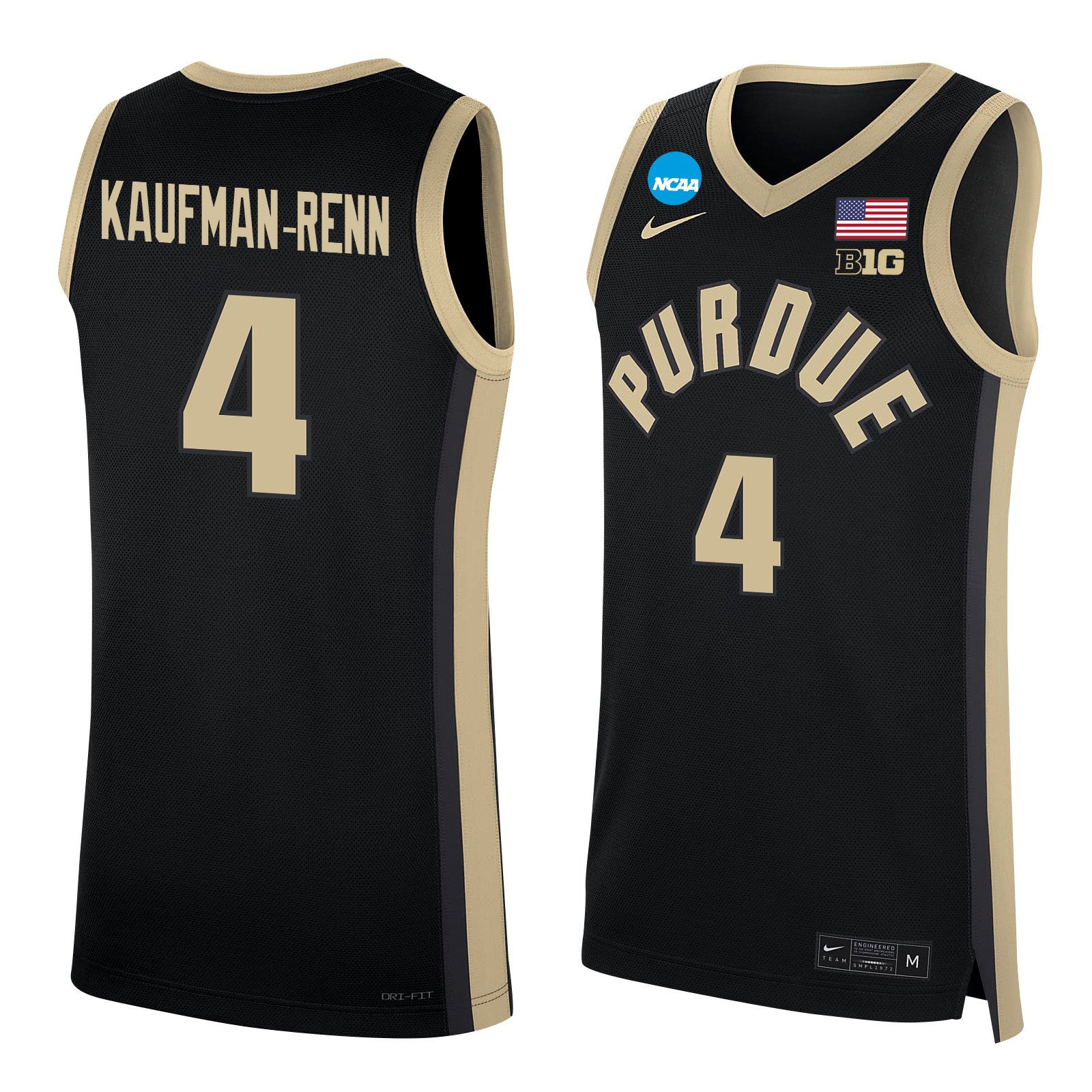 Trey Kaufman-renn 4 Purdue Boilermakers 2024 Men's Basketball Jersey - Black, Unisex Jersey