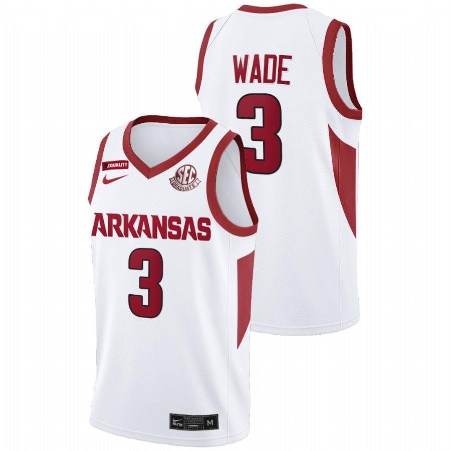 Trey Wade 3 White Arkansas Razorbacks 2022 College Basketball Sec Graduate Patch Jersey