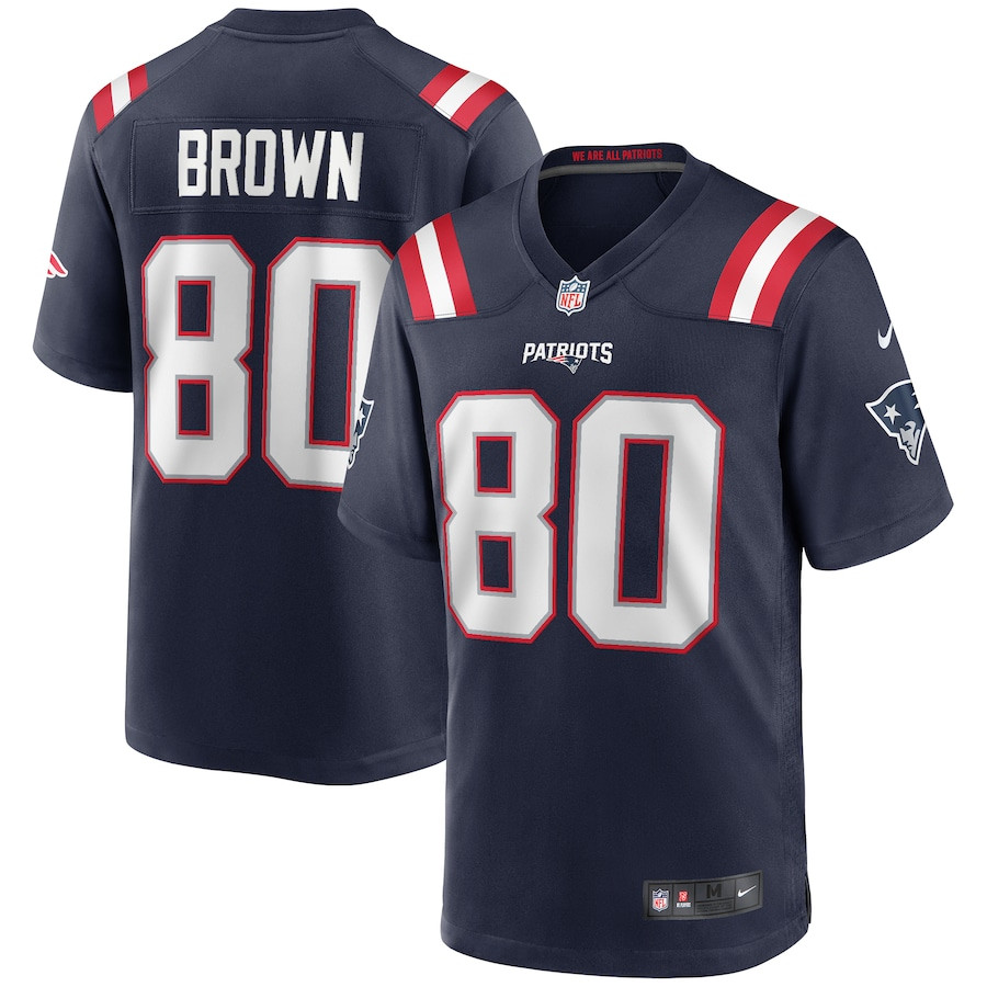 Troy Brown 80 New England Patriots Men Game Retired Jersey - Navy Js3663