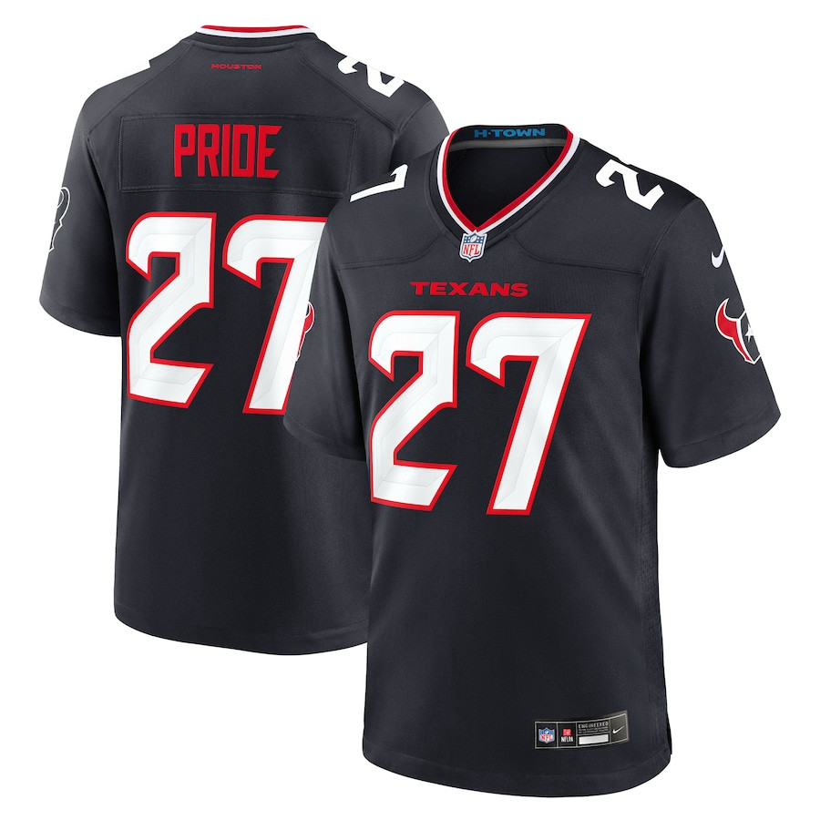 Troy Pride 27 Houston Texans Team Game Men Jersey - Navy Js6014