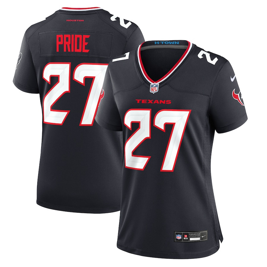 Troy Pride 27 Houston Texans Women Team Game Jersey - Navy Js5751