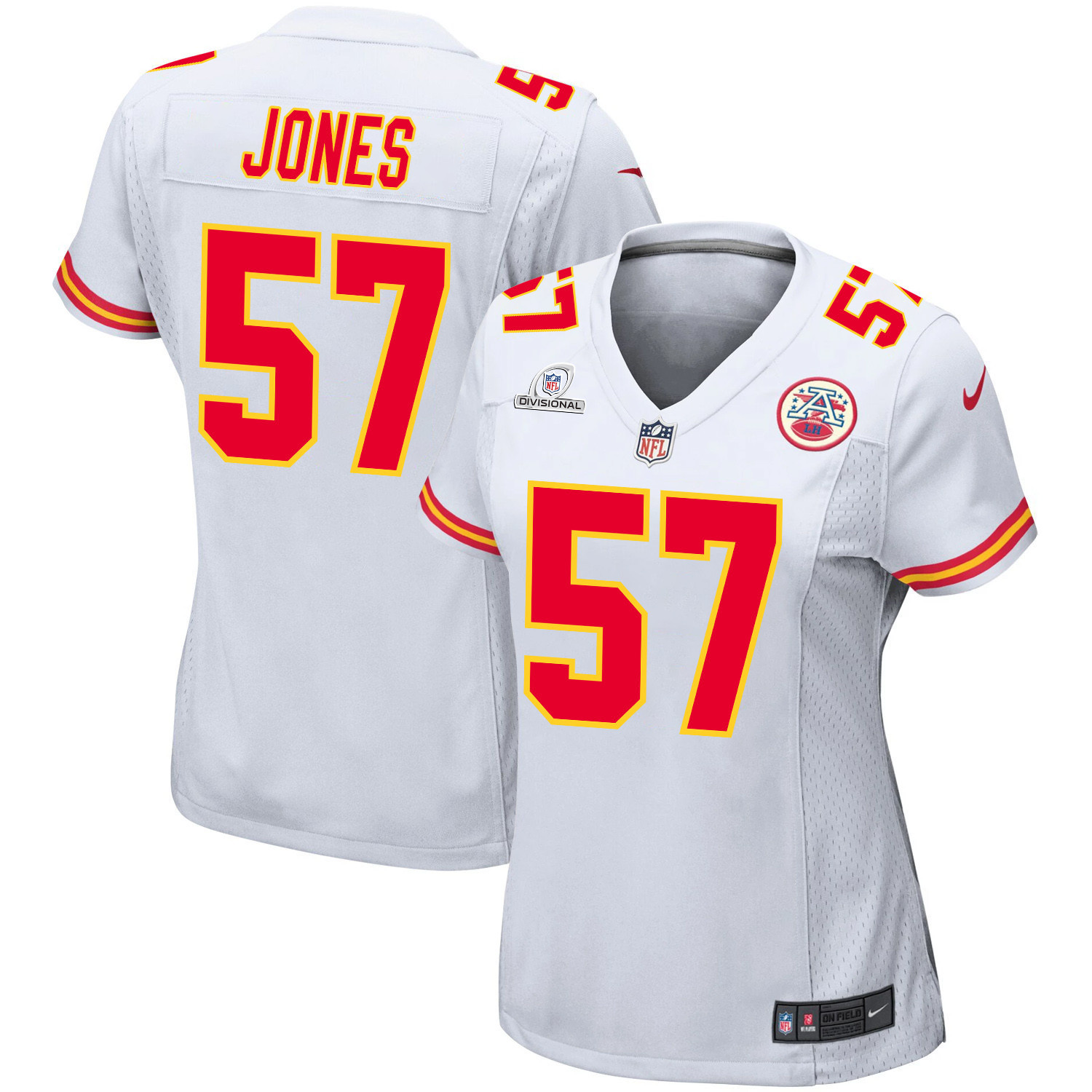 Truman Jones 57 Kansas City Chiefs Super Bowl Lviii Patch Game Women Jersey - White Js6568